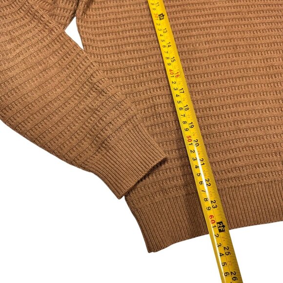 Massimo Dutti Pullover Sweater Sz.L Camel Cotton Cashmere Textured Minimalist - Picture 7 of 11